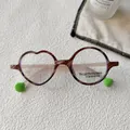 Occhiali per bambini asimmetrici con montatura a cuore e tonda in tartaruga e filtro blu - Aste Rosa a Strisce