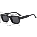 Retro square sunglasses with black thick frame and 14.5cm width measurement details - Black