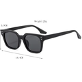 Gafas de sol cuadradas negras retro para hombre y mujer con detalles plateados, peso 25g - Negro