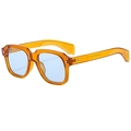 Occhiali da sole vintage montatura quadrata ambra e lenti azzurre alla moda - Arancione Trasparente