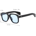 Square black frame sunglasses with light blue lenses and rivet detail specs - Black Frame Blue Lens