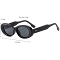 Vintage-Sonnenbrille mit ovalem schwarzem Rahmen, grauen Gläsern und Scharnierdetails - Schwarz