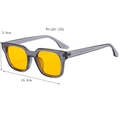 Gafas de sol retro cuadradas con montura gris translúcida y lentes amarillas - Gris ahumado