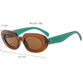 Oval retro sunglasses featuring brown translucent frames with bright green temples and rivets - Transparent Tea