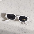 Weiße schmale Cat-Eye-Kindersonnenbrille mit UV400-Schutz und goldenen Metalldetails - Weißgrau (Weißer Rahmen Schwarze Linse)