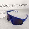 Kids sports sunglasses in vibrant blue with a large frame for outdoor cycling - Blue Frame Blue Mirror Lens