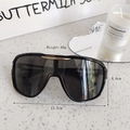Kids sports sunglasses with black thick frame, gold metal bridge and dark grey lenses - Black