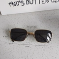 Detailed size map of folding square polarized sunglasses with golden metal frame measurements - Gold Grey
