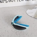 Portable folding kids sunglasses in mint green and bright blue with UV lenses - Blue
