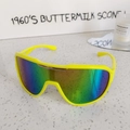 Kids sports sunglasses featuring fluorescent yellow frames and colorful mirror lenses - Black Frame Green Mirror Lens