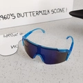 Lunettes de soleil sport enfant avec monture bleue et verres panoramiques fumés - Bleu transparent