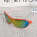 Kids folding sunglasses with orange frame, pink temples and blue gradient lenses - Orange