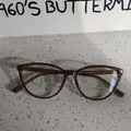 Cat-eye anti-blue light glasses in transparent dark brown frame with UV400 protection - Transparent Green