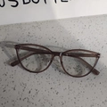 Retro translucent brown cat-eye glasses with anti-blue light and UV400 protection - Champagne