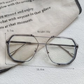 Translucent grey geometric oversized sunglasses with double bridge frame and 14.6cm width - Transparent Grey Frame Clear Lens