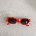 Lunettes de soleil ovales rouges pour enfants avec monture brillante et strass - Orange