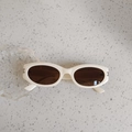 Lunettes de soleil rétro ovales pour enfants blanc crème avec verres marron foncé - Blanc Cassé