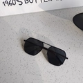 Gafas de sol fotocromáticas polarizadas con montura negra de metal y doble puente fijos - Negro