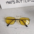 Classic folding metal sunglasses with retro square frame and yellow night vision lenses - Gunmetal Frame Yellow Lens