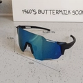 Blue mirrored polarized cycling sunglasses with lightweight black frame for outdoor sports - Black Frame Green Mirror Lens