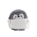Cute plush penguin coin purse with gray soft fur and metal bead chain for bag charm - Penguin (Grey)