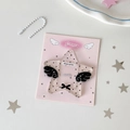 Sternenförmiger Acryl-Kartenhalter mit Glitzerdetails und weißer Perlenkette-Zubehör - Schwarz
