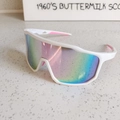 Outdoor-Radbrille mit weißem mattem Rahmen und buntem Verlaufsglas für Sport - Weißer Rahmen Rosa
