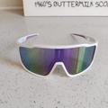 Outdoor-Sport-Radsonnenbrille mit weißem Rahmen und lila regenbogenfarbenen Gläsern - Weißer Rahmen Lila