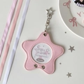 Portatarjetas rosa en forma de estrella con llavero de corazón y lentejuelas - Rosa