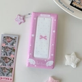 Pink star-themed photocard collect book with transparent window and star pendant charm - Pink