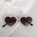 Kids heart-shaped sunglasses in cream white with floral laser-cut frame and dark lenses - Flower Chain Cream White