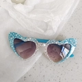 Kids heart sunglasses in light blue starry frame with purple gradient lenses - Star Blue