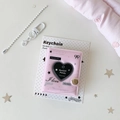 Pink heart-shaped 2-inch mini photo album keychain with beads and lobster clasp - Pink