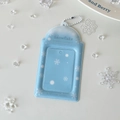 Light blue PVC card holder with white bead chain and snowflake pendant for card storage - Blue Snowflake