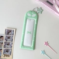 Detail of light green angel wings card holder with pearl chain and stars pendant - Green