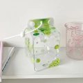 Green grape milk carton style transparent doll display bag with white beaded handle - Green Grape Style