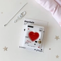 Mini 2-inch translucent photo album keychain for sticker and ID card storage with heart design - Red