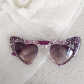 Kids heart sunglasses featuring purple gradient frame with white star pattern - Star Purple