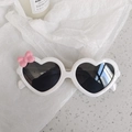 Cute heart-shaped sunglasses in white frame with pink bow detail for girls - Bow White