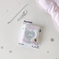 White mini photo card binder with heart window and wings of love angel keychain - White