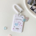 Détail du porte-carte motif lapin avec cordon rétractable blanc et petit pendentif - Blanc