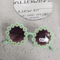 Occhiali da sole per bambini verde menta con margherite 3D e lenti scure UV400 - Verde menta