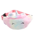Plush rainbow unicorn waist bag for children with adjustable pink strap and cute embroidery - Light Pink