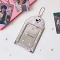 Silver Music Puppy photocard holder with metal bead chain and cute star details - Pink Dog