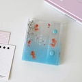 Mini transparent blue binder photo album with koi fish design and dual button closure - Blue Goldfish