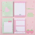 Close-up of strawberry and green apple mini memo pads in 100g offset paper detail - Cartoon Strawberry Refill (120 Sheets)