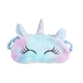 Cute plush unicorn sleep mask with blue purple gradient faux fur and silver horn - Light Blue