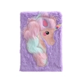 Carnet licorne en peluche violette avec fausse fourrure douce et détails brodés - Mauve Clair