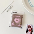 Mini brown photo card holder with heart window and Angel Fantasy wing pattern print - Brown