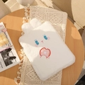 Detail of white plush rabbit 11 inch iPad bag featuring cute embroidery and soft ears - 9.7/10.5/11 Inch Universal / White Rabbit Donut Style / White
